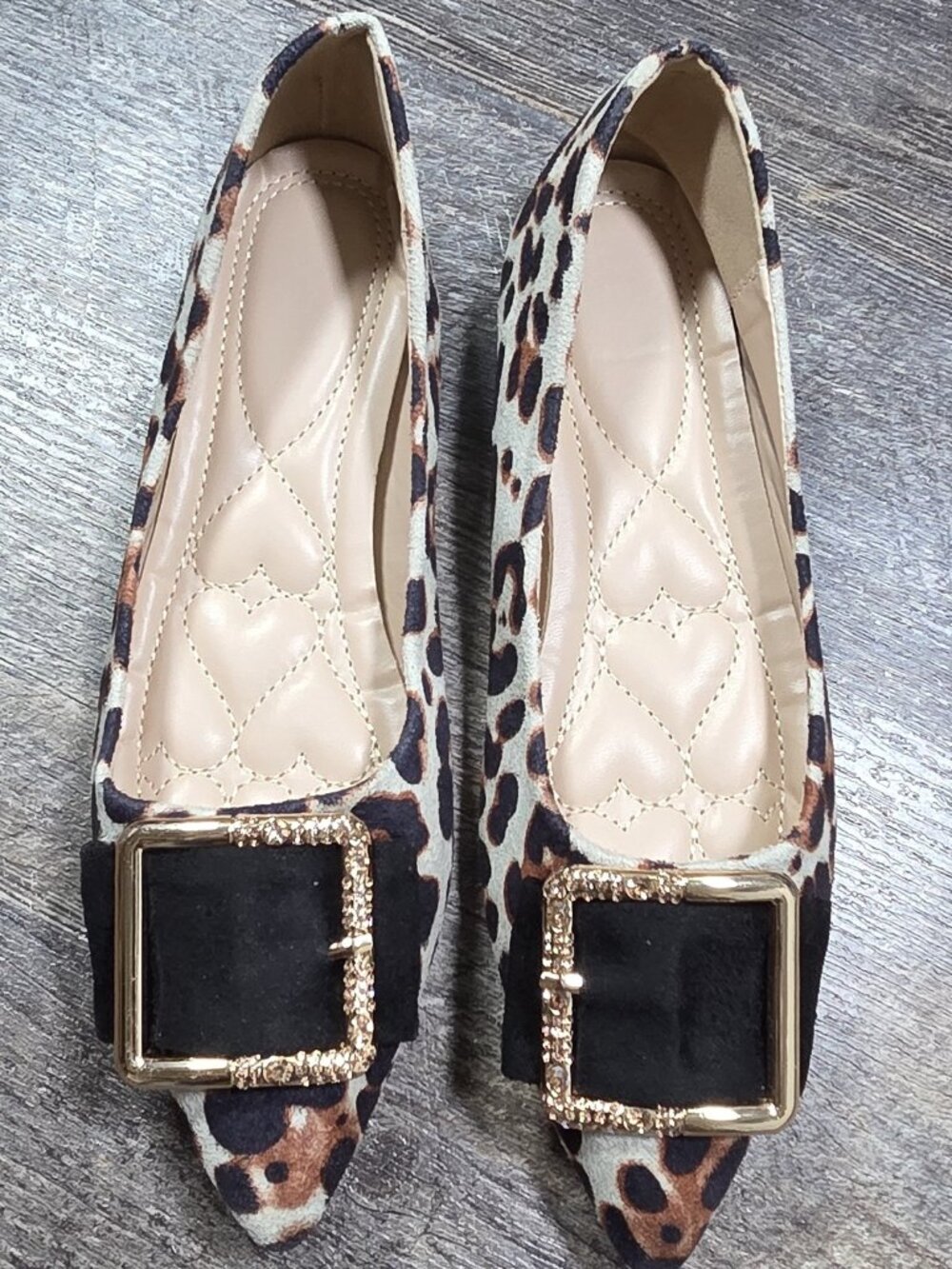 Loafer Shoes Leopard Print Faux-Suede Flat Heels Sz 7 - New